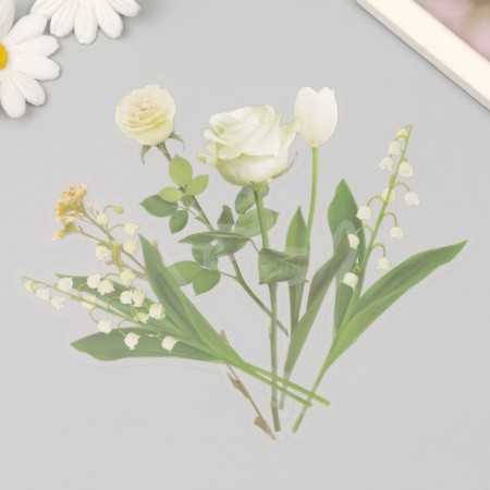 Plastic stickers "Flowers and quotes. White" set 12 pcs 8.5x21.5x0.2 cm-1