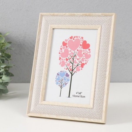 Photo frame plastic 10x15 cm "Weaving" gray with light stroke of 19.8x14.8x1.2 cm-1