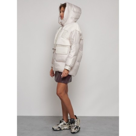 Winter jacket, size 44, beige color-4