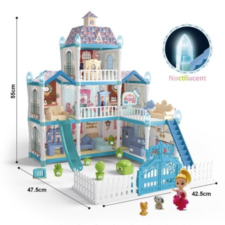 House for dolls "Winter Palace" with a doll, pets and accessories-1