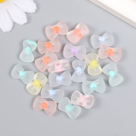 Plastic beads "Bow with a colored middle" matte mix 1.6x1x0.8 cm