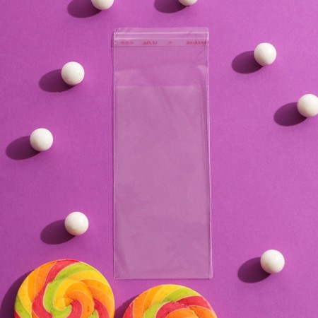 BOPP package with adhesive valve, transparent 6 x 12/4 cm, 25 mkm-2