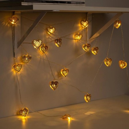 Garland “thread” 4 m with nozzles “heart”, IP20, transparent thread, 20 LED, glow warm white, 8 modes, 220 V-2