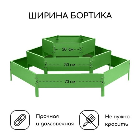 Glocked flowerbed, 3 tiers, d = 60–100–140 cm, h = 45 cm, green, Greengo-1