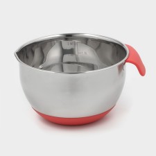 Stainless steel bowl, 2 l, 22 × 19 × 11.5 cm, with an anti -slip bottom and a measured scale, silicone pen