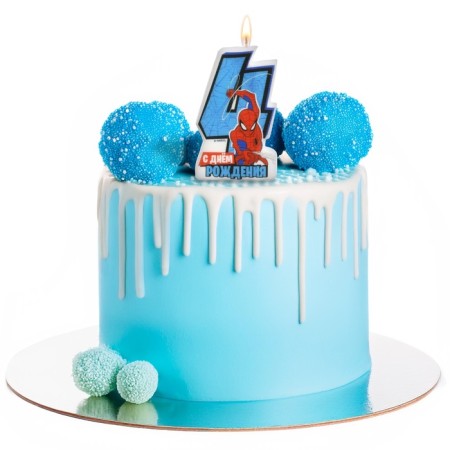 Candle in the cake number 4 "Happy Birthday", Spider-Man, 8.5 × 5 cm-1