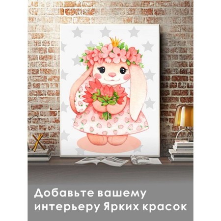 Diamond mosaic "Bunny in a wreath" 15 × 20 cm-4