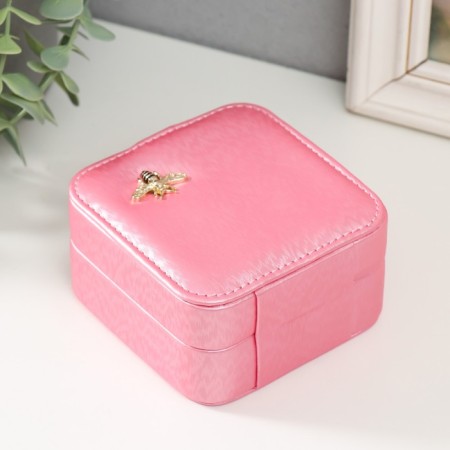 Casket Textiles for jewelry "Pig with decoration" Pink 10x10x6 cm-3