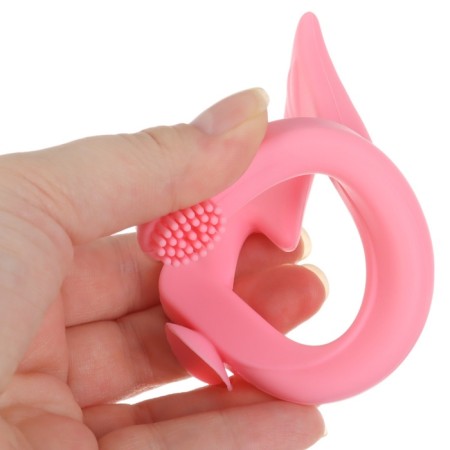 Silicone teether "swan", pink color, crush me-2