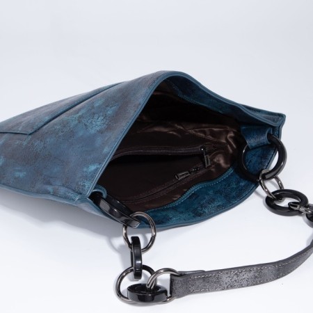 Luggage bag, external pocket, long belt, emerald color-7