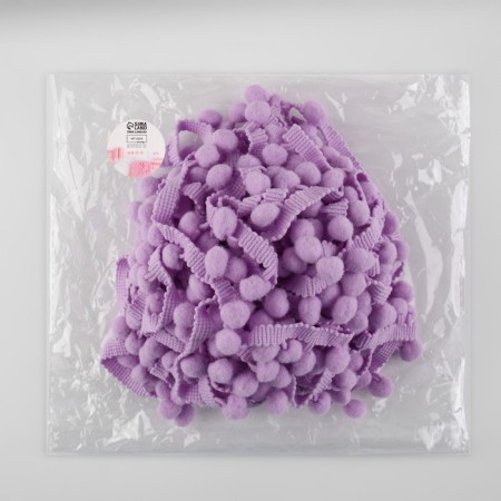 Decorative braid with pompons, 25 ± 5 mm, 9.1 ± 0.5 m, lilac color-2