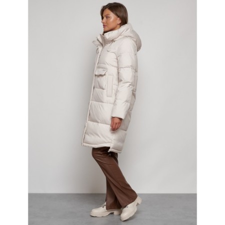Coat insulated winter female, size 50, beige color-1