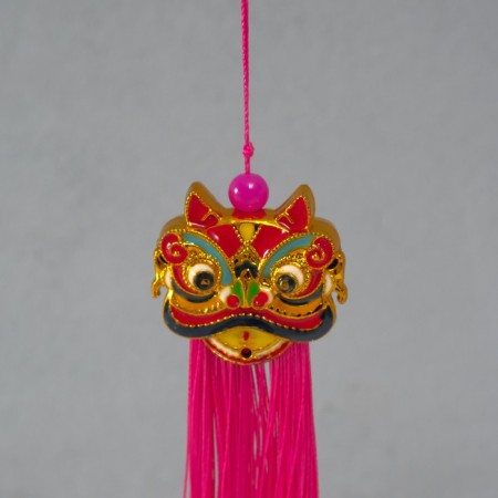 Textile suspension, plastic "Chinese lion" bright pink 2x4x14 cm-2