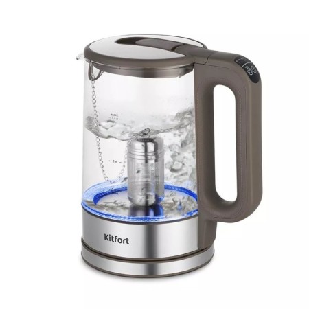 Electric ketter KitFort KT-6664, glass, 1.7 l, 2200 watts, gray