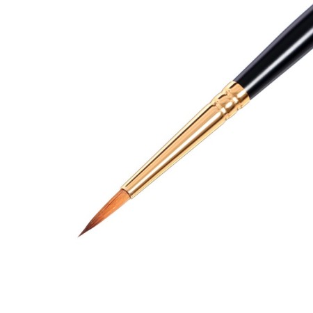 Synthetic brush, imitation column, round, rubloff series 1S15 No. 3, short black matte handle, yellow clip-1