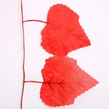Decor "Girland from the leaves" length - 2.4 m, width - 17 cm, red color-6