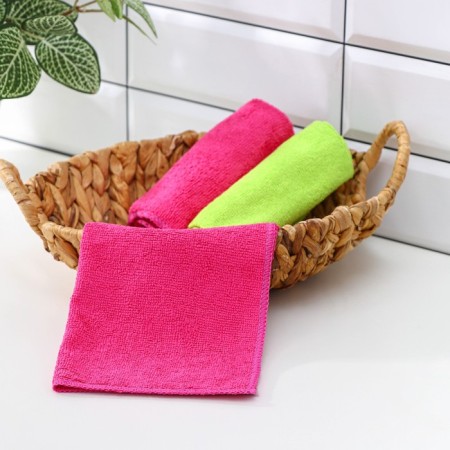 Napkins universal shares, cleaning rags, 3 pcs, 30 × 30 cm, microfiber, 220 g, with overlock, mix-1