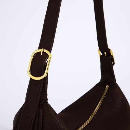 Baget bag with zipper, brown color-3