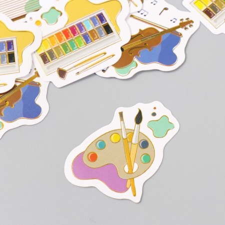 Stickers for creativity "Art and music" embossing gold set 48 pcs 9x7x0.8 cm-3