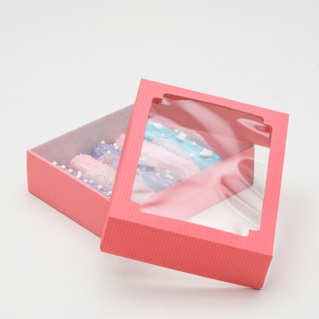 Box the team, cover is, with a window, pink, 18 x 15 x 5 cm