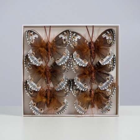 Butterflies for decor and floristry, on the clothespin, plastic, brown, mix, 5 cm and 8 cm-3