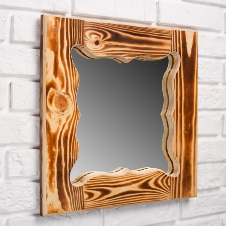 Carved mirror "butterfly", pine, burned, 40 × 40 cm-5