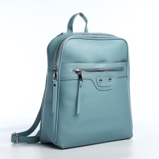 Women's backpack made of artificial leather with lightning, 3 pockets, blue color