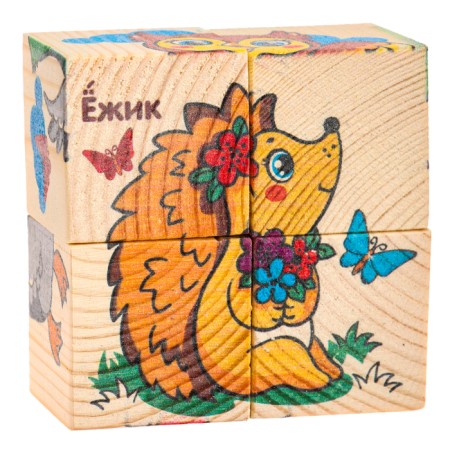 Wooden cubes "Learn animals", set of 4 pcs.-1