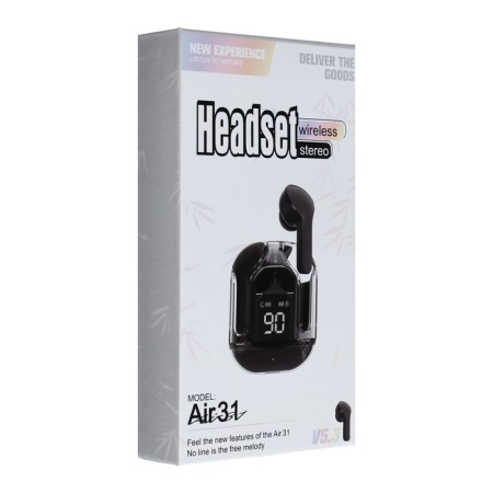 Wireless headphones Air31, TWS, vacuum, BT 5.0, 45/230 mAh, transparent, black-7