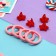 Hair set "Olivia" (4 gum 4 cm, 4 crab 2.5 cm) star, red-pink