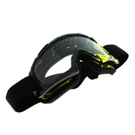 Glasses-mask for motorcycle driving, transparent glass, black-yellow color, OM-17-2