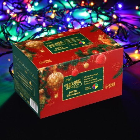 Garland "thread" 10 m, IP44, dark thread, 100 LED, glow of multi, 8 modes, 220 V-9