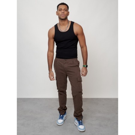 Cargo jeans men, size 52, brown color-4