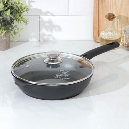The “Tradition” pan, D = 24 cm, glass cover, removable handle, anti -stick coating, black color-11