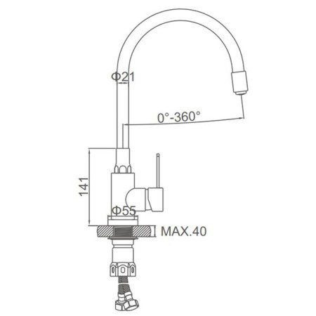 Accoona A48104G kitchen mixer, single -leaf, with nut, stainless steel, white/satin-6