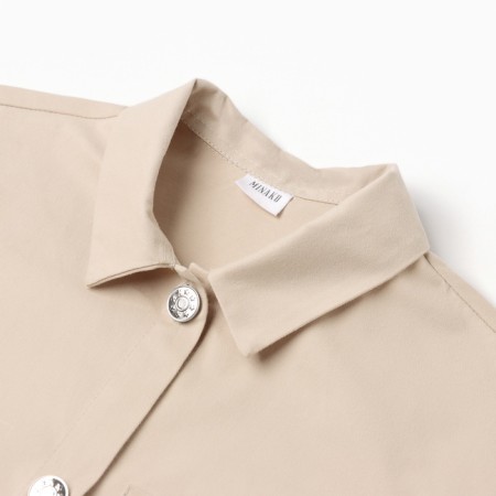 Children's shirt minku: jeans collection, beige color, height 146 cm-6