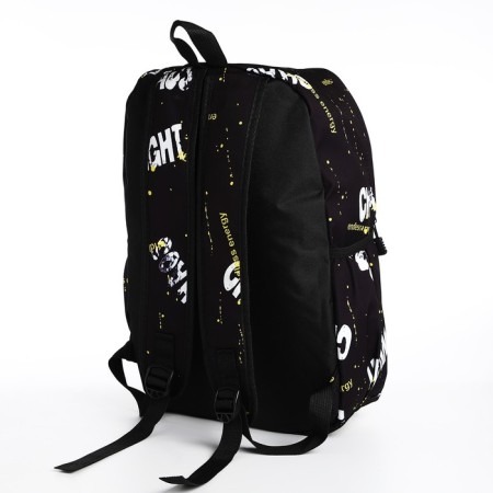 Young backpack from textiles on lightning, 3 pockets, black/yellow color-3