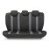 Auto-Cherkhly Performance, HEXAGON Polyester material, 5 mm foam, 3D, 15 objects, 5 head restraints, 2 pockets, 4 lightning, 4 end valves, Airbag black and gray