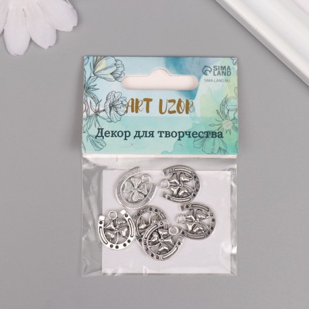 Decor for creativity Metal "Snowman with Clover" silver set 6 pcs 1.1x1.4 cm-3
