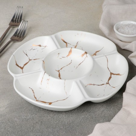 Porcelain Mengoritsa 5 cells "Marble", 22.8 × 2.2 cm, white color