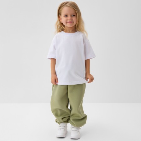 Children's pants Minaku: Exclusive Print, Olive color, Oversize growth 116 cm