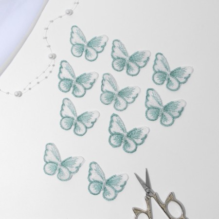 Knitted elements "Butterflies", 5.5 × 4 cm, 10 pcs, green/white/chameleon-1