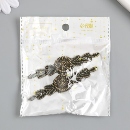 Decorative metal handle "Foliage" (set 2 pcs) 8.5x1.7x0.7 cm-4