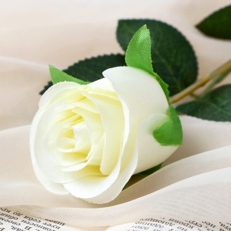 Artificial flowers "Bunny Rose" 5x50 cm, white-1