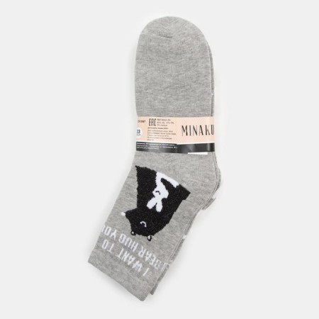 Set of women's socks (3 pairs) minku color gray, size 38-39-5