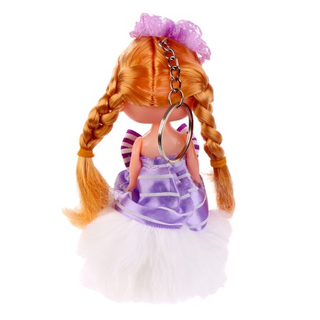 Blonde doll on white pompon, 14 cm-2