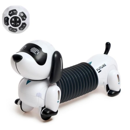 Robot Dog "Dachshund" Zhorya, on the control panel, interactive: sound, light, on the battery, in Russian