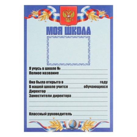 Lesets sheets for a schoolboy portfolio, 30 sheets (title, content, 28 sections) "Russian schoolboy", in a folder-4