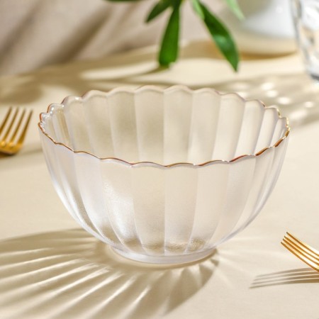 Glass Figure Salad “Chrysanthemum”, 700 ml, d = 15 cm, the color is transparent