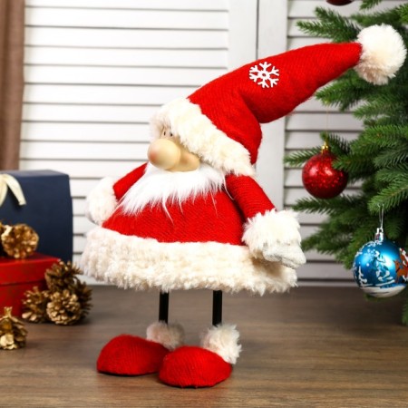 Interior doll "Grandfather Frost in red caftan and cap with snowflakes" 44x21x31 cm-3